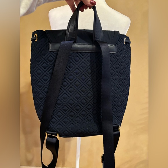Tory Burch Quilted Nylon Navy Backpack - Picture 4 of 14